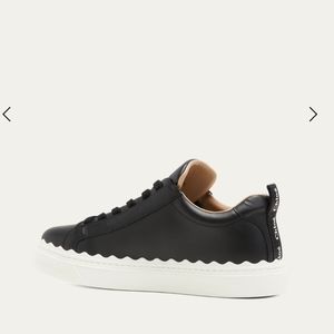 Chloe Black Leather Sneakers with White Sole
